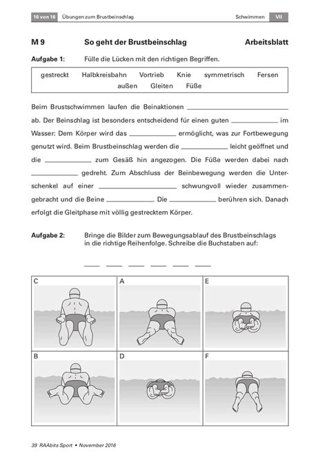 Sekundarstufe Unterrichtsmaterial Sport Sportarten Brustschwimmen