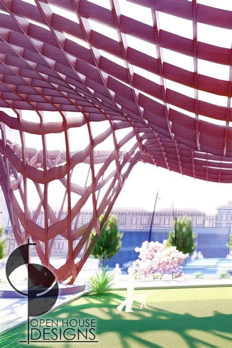 An Open Air Pavilion Is Shown In This Rendering