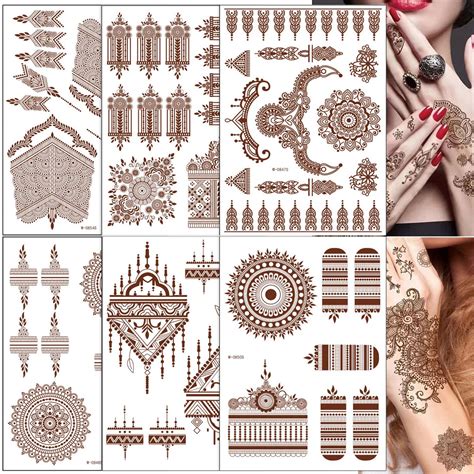 Brown Henna Temporary Tattoo Stickers 80 Exquisite Lace Flower