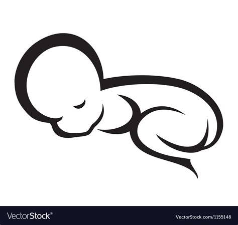 Silhouette of sleeping newborn baby Royalty Free Vector