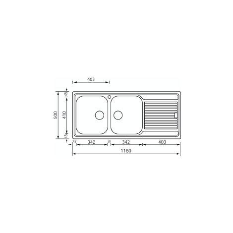 Lavello ZENITH 210 116x50 2 Vasche Sinistre Gocciolatoio ACCIAIO INOX