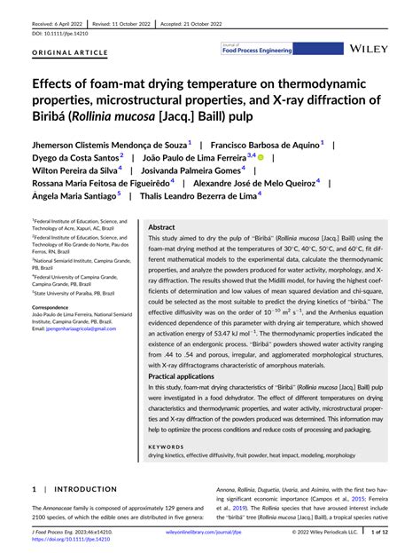 Effects Of Foam‐mat Drying Temperature On Thermodynamic Properties Microstructural Properties