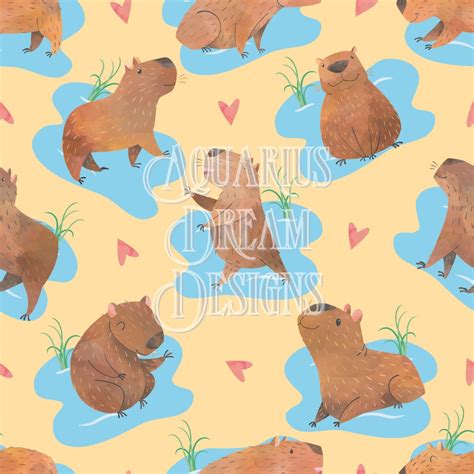 Capybara Pattern Cute Capybara Seamless Pattern For Fabric And