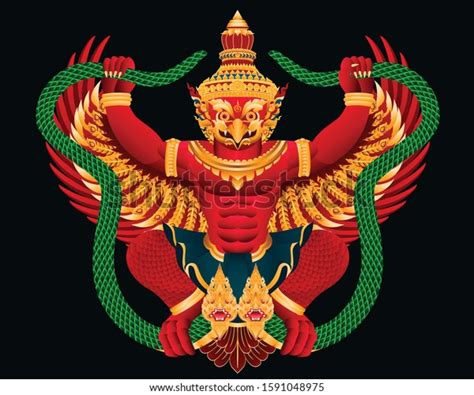 Krut King Garuda Thai Art Graphic Stock Vector Royalty Free