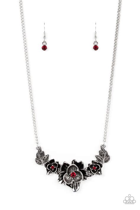 Botanical Breeze Red Paparazzi Necklace Jewelryblingthing