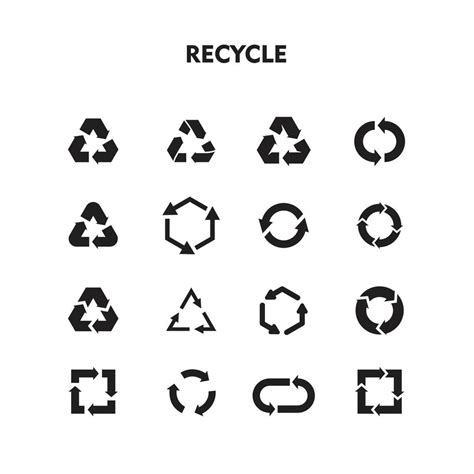 Recycle Set Icon Recycle Symbol Silhouette Vector 15805164 Vector Art