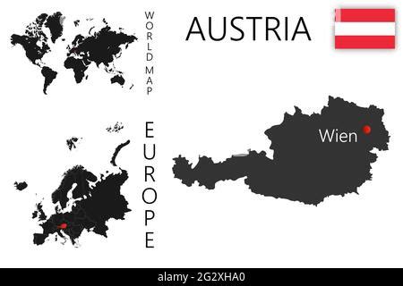 Austria Country Simplified Map Blue Silhouette With Thick Black