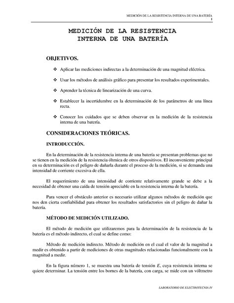 P4 Medici郚 Resistencia DE Bater諥 1 MEDICIÓN DE LA RESISTENCIA INTERNA