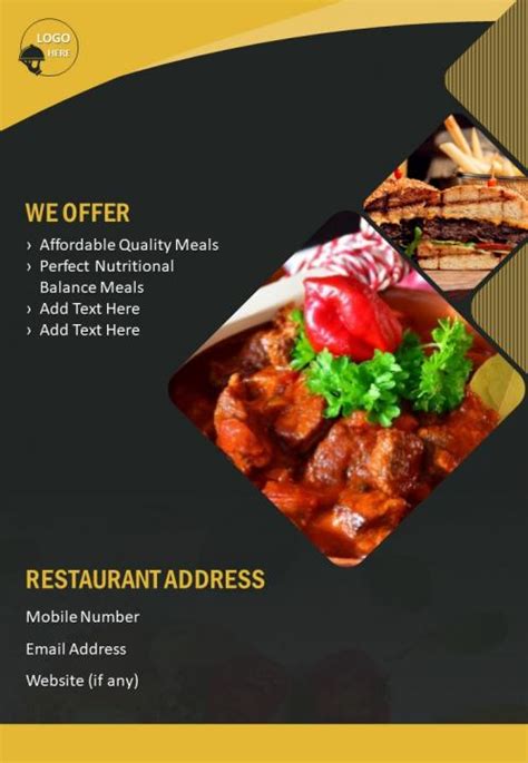 Restaurant Food Menu Four Page Brochure Template | Presentation Graphics | Presentation ...