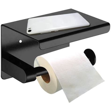 Porte Papier Toilette Sans Per Age Noir Mat Avec Tag Re Support Pour