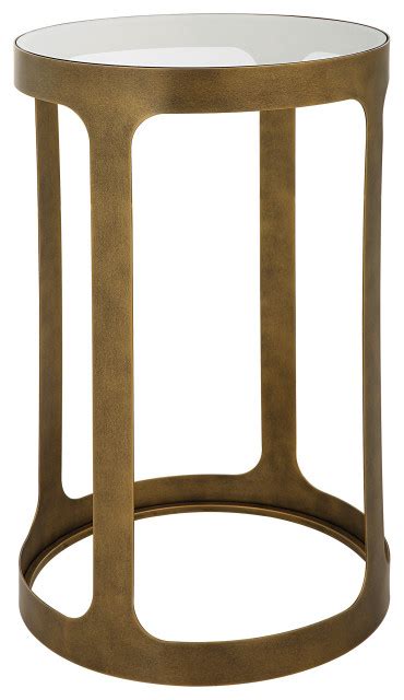 Antique Brushed Gold With Tempered Glass Accent Furniture Contemporary Side Tables And End