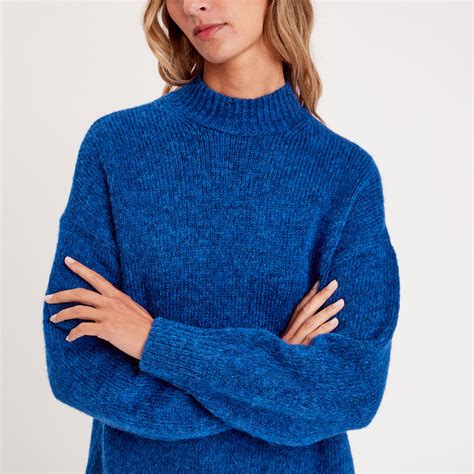 Pull Col Montant Bleu Electrique Femme Cache Cache