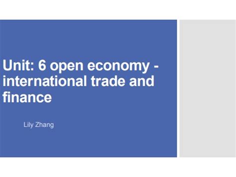 Unit 6 Open Economy International Trade And Finance