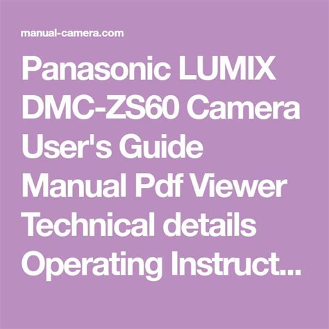 Panasonic LUMIX DMC-ZS60 Camera User's Guide Manual Pdf Viewer ...