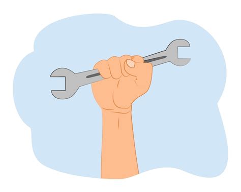 Premium Vector Hand Holding Wrench Labor Day Background Illustration Craftsman Laborer