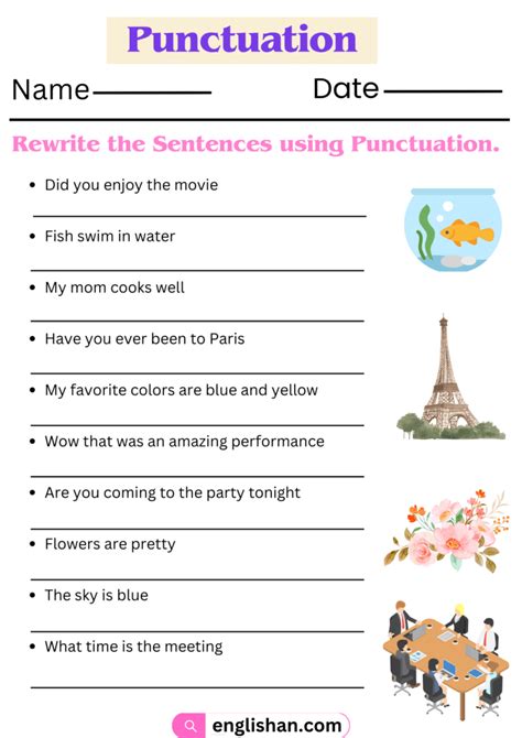 Punctuation Worksheets And Exercises With Answers In English