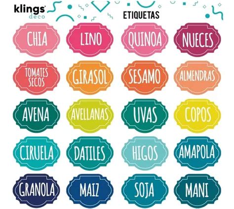 Etiquetas Condimentos Frasco Semillas Especieros Color