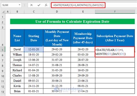 How To Calculate The Expiration Date With An Excel Formula 3 Steps