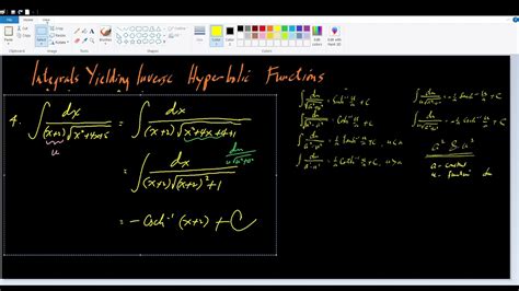 Integrals Yielding Inverse Hyperbolic Functions Youtube