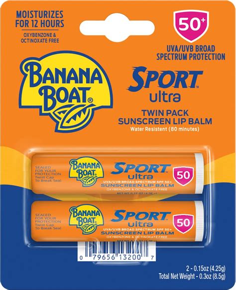 Banana Boat Sport Ultra Spf 50 Lip Sunscreen 2 Pack Lip Balm For Stocking Stuffers