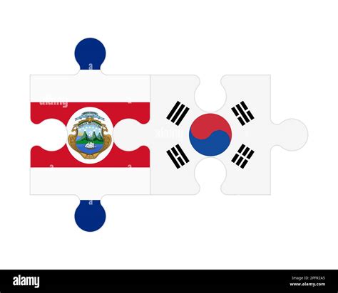 Connected Puzzle Of Flags Of Costa Rica And South Korea Vector Stock