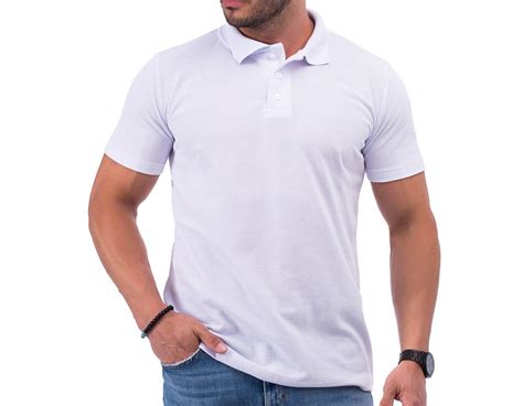 Camiseta Polo Masculina Algodão Básica Lisa Premium Branca NINE4 STORE