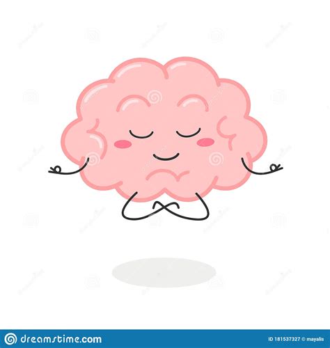 Cartoon Brain Character Meditation In Lotus Pose | CartoonDealer.com #181537327