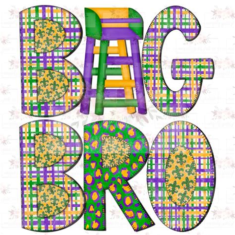 Big Bro Mardi Gras Png Hand Drawn Doodle Design Etsy