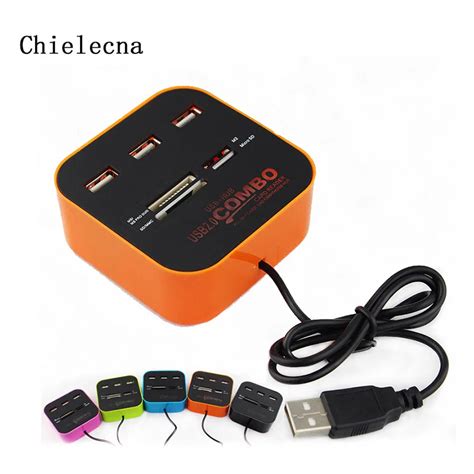 Chielecnal USB Hub 2 0 480Mbps USB Combo Card Reader All In One Multi