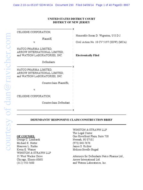 CELG v ACT - ACT Response Markman Brief | Patent Claim | Glossary Of ...