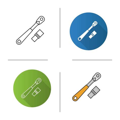 Ratchet Icon Flat Design Linear And Color Styles Isolated Vector