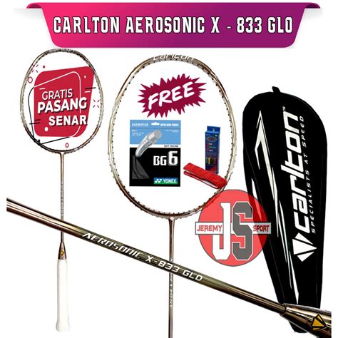 Carlton Aerosonic X Glo Badminton Racket Yonex Bg Sp String And