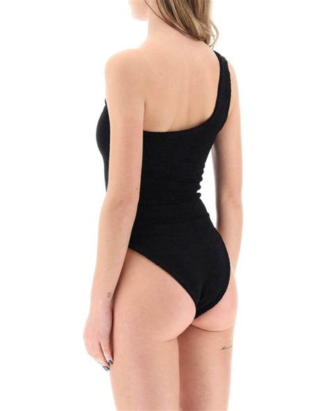 Hunza G Nancy One Shoulder Swimsuit In Black Lyst