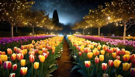 Premium Photo | Tulip flower garden destop wallpaper and background