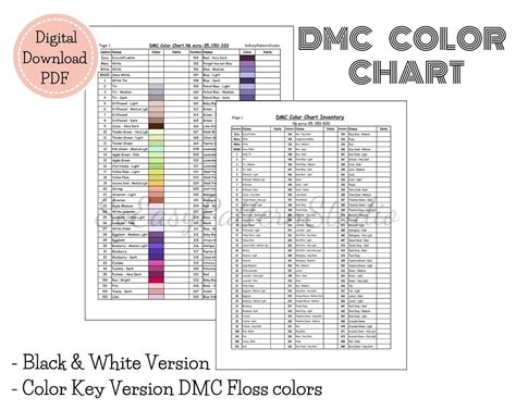 Dmc Floss Chart Checklist