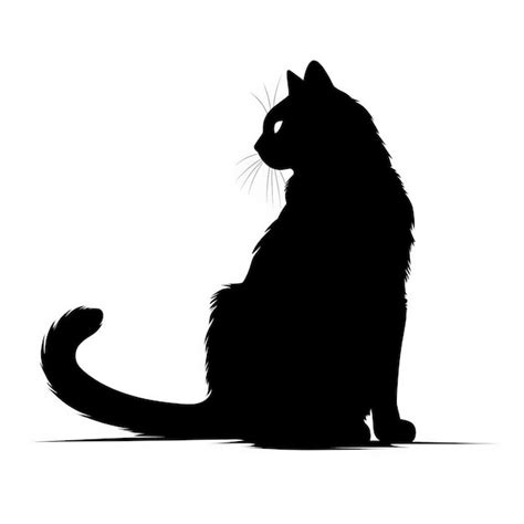 Black Cat Sitting Silhouette