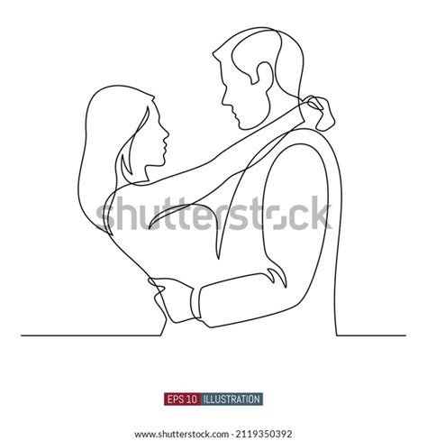 Continuous Line Drawing Man Woman Hug Stock Vector Royalty Free 2119350392 Shutterstock