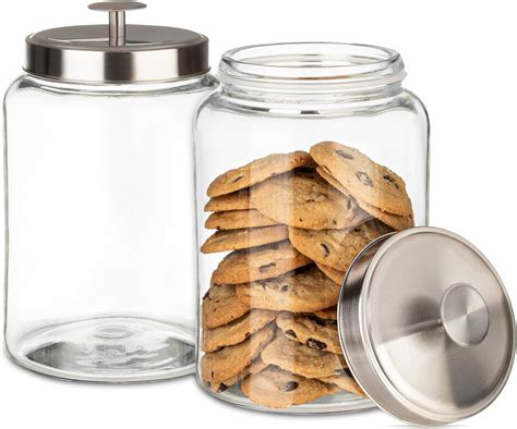 Amazon Gallon Glass Cookie Jar With Metal Lids Airtight Food