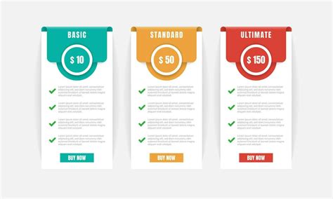 Pricing Table Template Design Vector Vector Art At Vecteezy