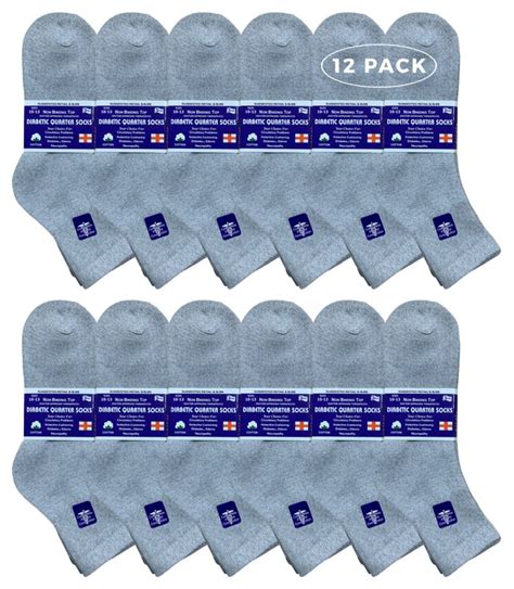 12 Pairs Yacht And Smith Men S Loose Fit Non Binding Soft Cotton Diabetic Gray Quarter Ankle Socks