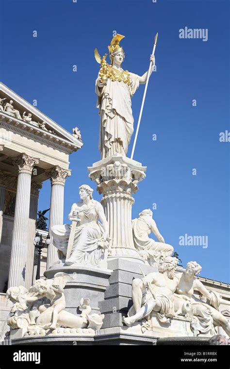 Statue Of Athena Pallas Athene Parliament Vienna Austria Europe