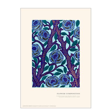 Flower composition. Art Nouveau (blue) - Posters - Permild & Rosengreen