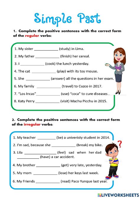 Affirmative sentences in past simple worksheet | Quizalize