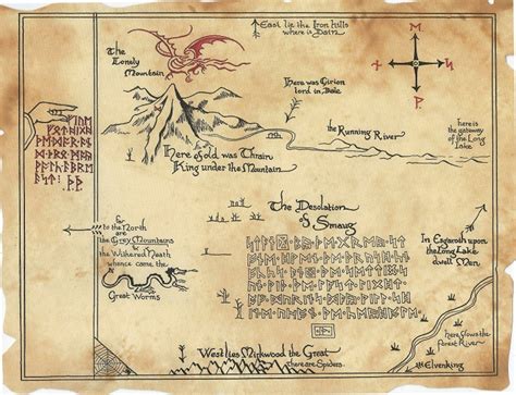 Thrórs Map The Hobbit Inspired Thorins Map Etsy