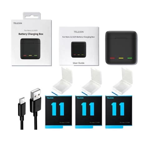 1 Chargeur 3 Batterie TELESIN Batterie Pour GoPro 1750 MAh