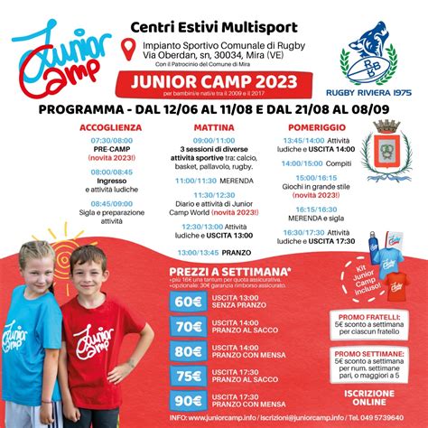 Centri Estivi Junior Camp Iscrizioni Rugby Riviera