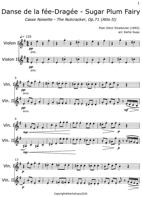 Danse De La Fée Dragée Sugar Plum Fairy Sheet Music For Violin