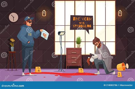 Detective Crime Scene Composition Stock Vector - Illustration of ...