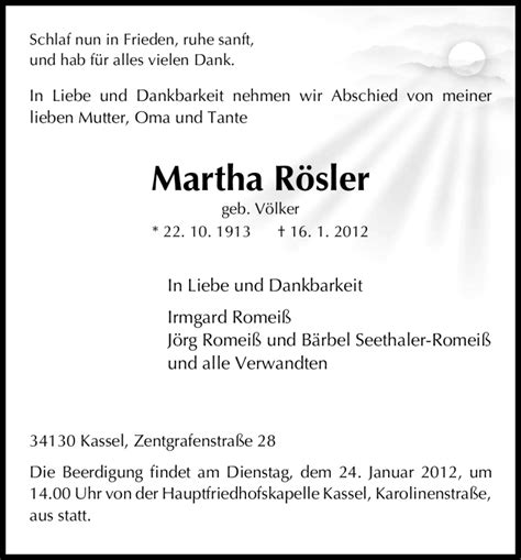 Traueranzeigen Von Martha R Sler Trauer Hna De