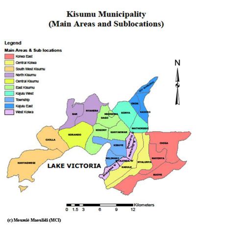 Map of Kisumu Municipality Showing Main Areas and Sublocations ...